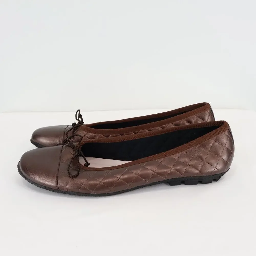 Paul Mayer Attitudes Quilted Metallic Brown Ballet Flats Size 9